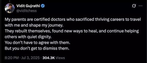 Chess Star Vidit Gujrathi Fires Back at 'LiverDoc' Over Family Doctor Dispute