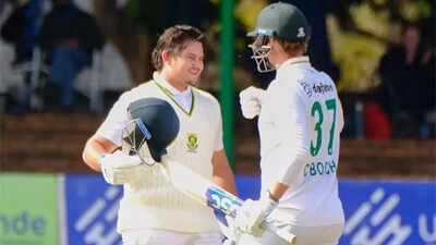 Lhuan-dre Pretorius celebrates his record-breaking innings