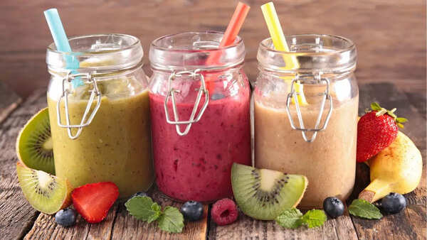 Selection of colorful and nutritious smoothies.